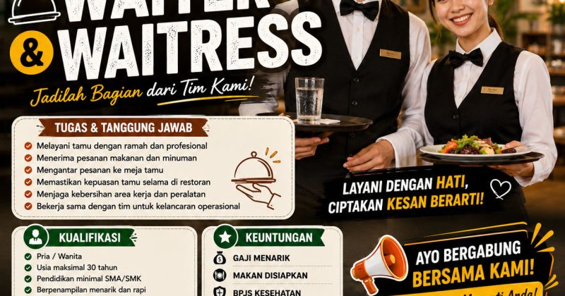 Lowangan Kerja Waiter atau Waitress